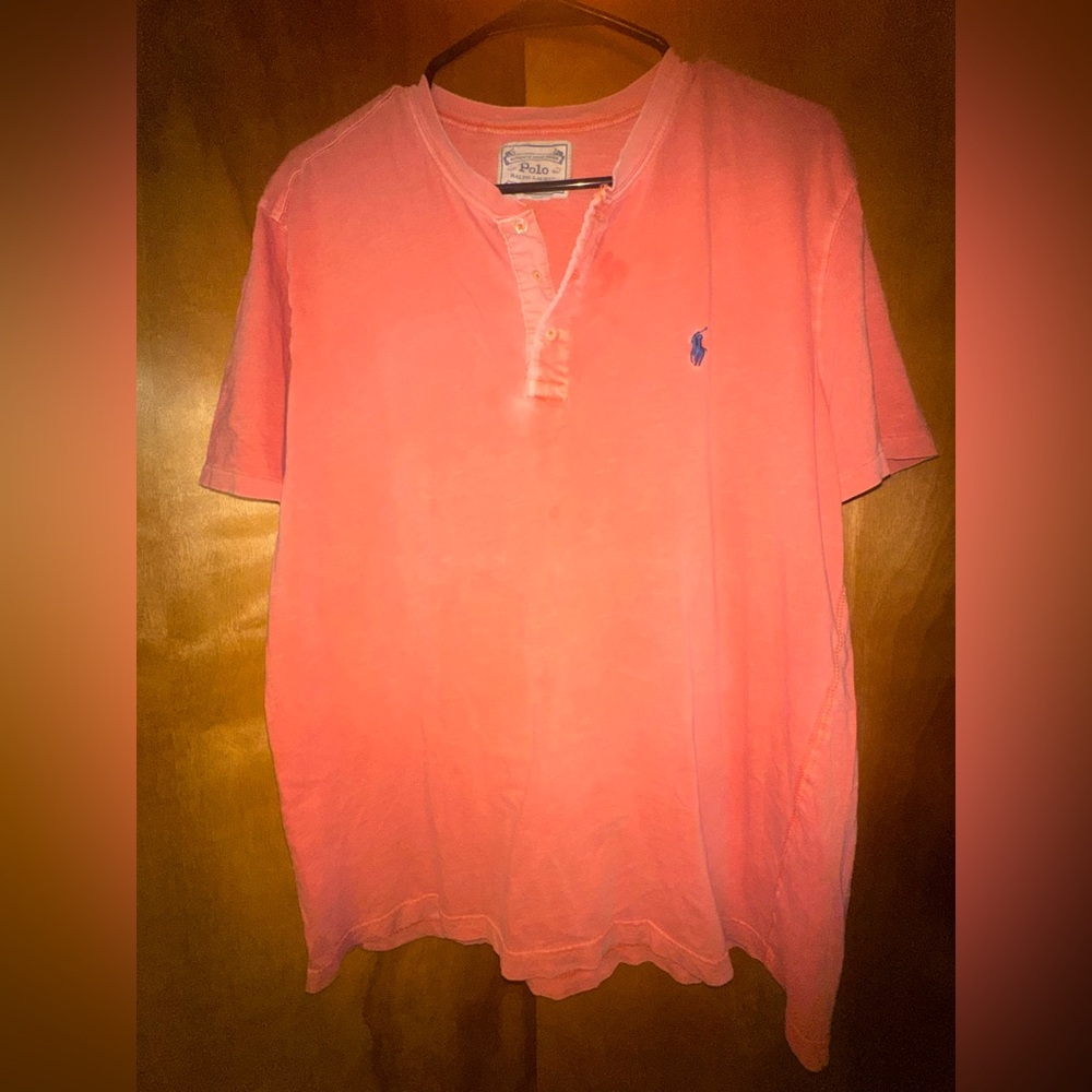 Polo Ralph Lauren Men's College Orange Short Sleeve Henley T-Shirt